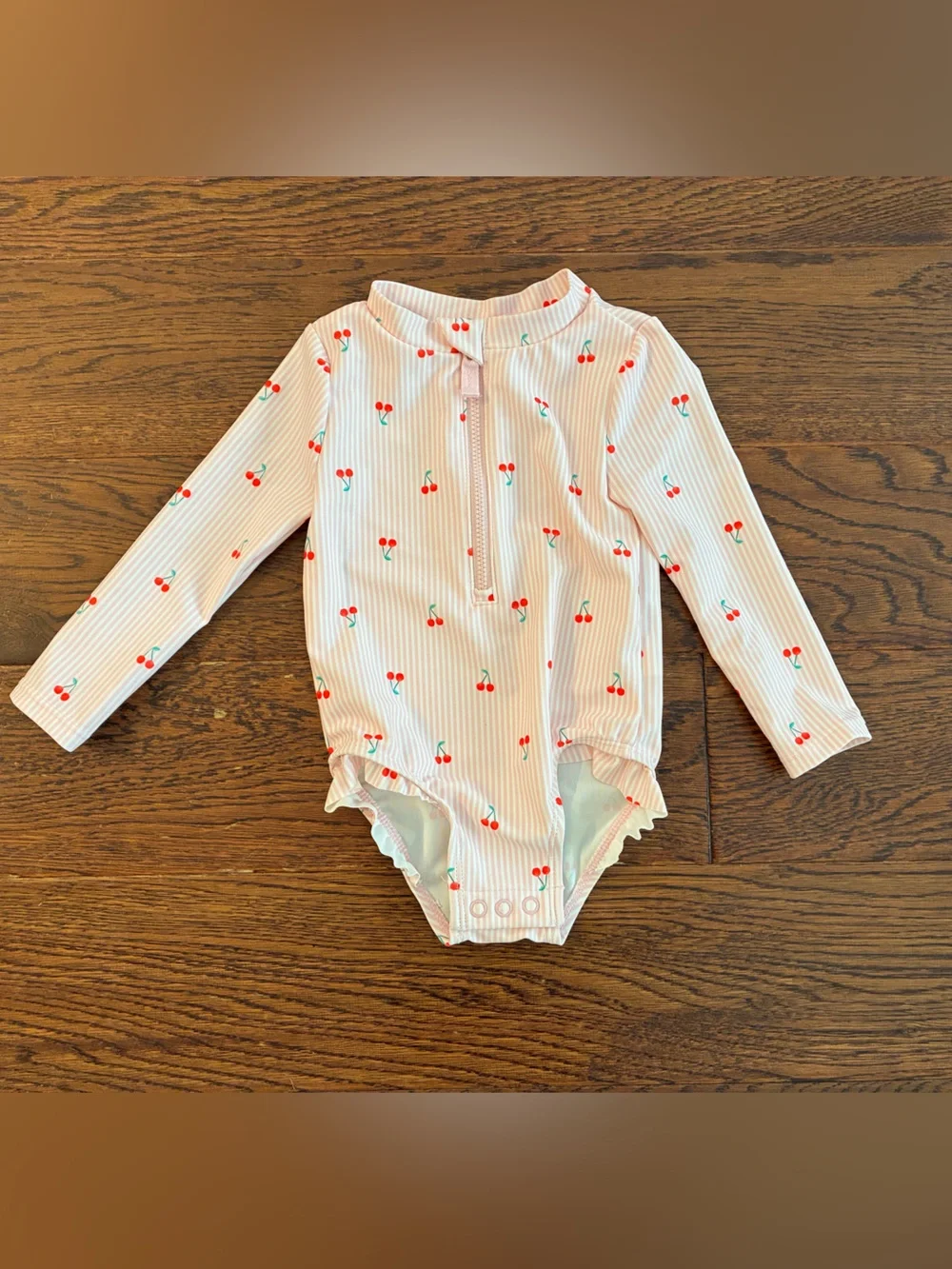 Carter's Pink Cherry-Print Girls' Long-Sleeve One-Piece